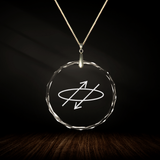 Crystal pendant with engraved symbol EL'A'HELIOS inside