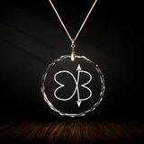 Crystal pendant with engraved symbol EL'NORAS inside