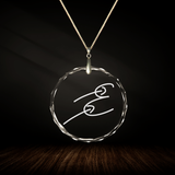 Crystal pendant with engraved symbol RANA'SO'AM inside