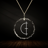 Crystal pendant with engraved symbol SAVIER inside