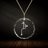 Crystal pendant with engraved symbol SHAN'THIE'MAA inside