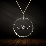 Crystal pendant with engraved symbol SIAS inside